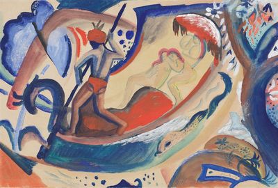 驳船上的裸体女孩