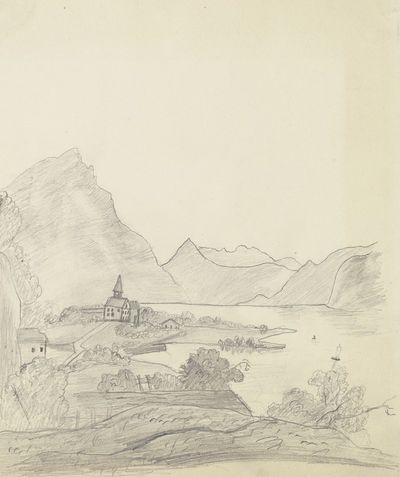 山峦湖泊景致