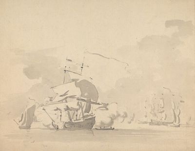 平静海面上的船只和帆船