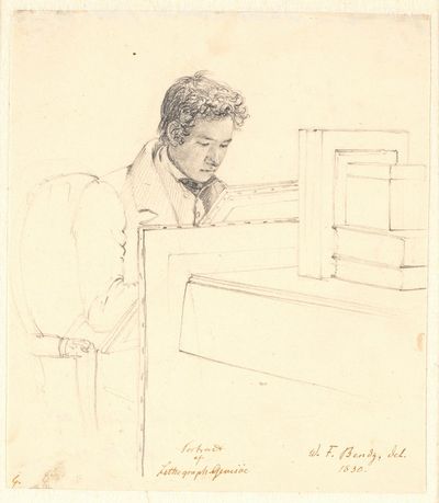 石版画家Peter Gemzøe的肖像