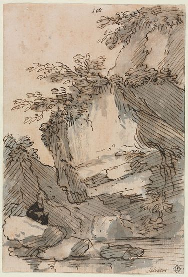 岩石水池旁的人物 1660-1673