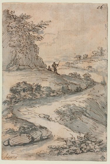 蜿蜒道路上的人物