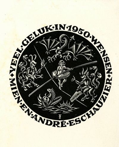 Veel geluk in 1950 wensen mien en André Eschauzier