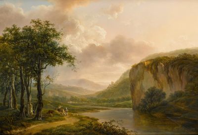 乡村道路上的人物