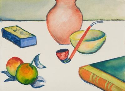 静物与烟斗和苹果